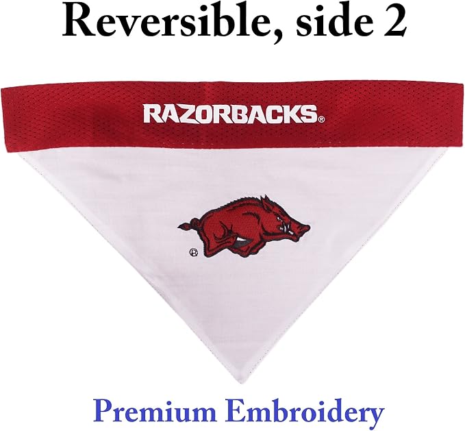 Pets First Collegiate Pet Accessories, Reversible Bandana, Arkansas Razorbacks - Image 2