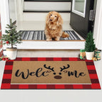 Tinideya 2 Pcs Door Mat Welcome Non Slip Coir Mats Floor Layering Doormats - Image 4