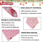 ADOGGYGO Pink Christmas Dog Bandanas 2 Pack, Reversible Santa Snowman Xmas - Image 5