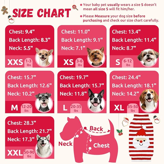 Dog Christmas Sweater Xmas Pet Clothes Cute Striped Santa Claus Costume Holiday - Image 6
