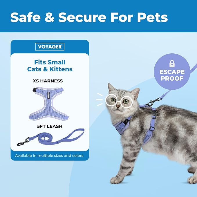 Voyager Escape-Proof Step-in Lock Cat Harness & 5ft Neoprene-Handle Leash Set - Image 2