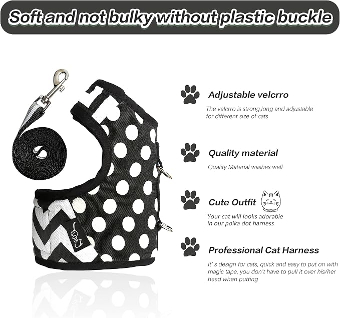 Cat Harness and Leash for Walking Escape Proof, Adjustable Cat Vest Harness - Image 4