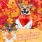 Abbylike 50 Pcs Orange Plaid Dog Bandanas Bulk Check Pattern Bandanas - Image 2