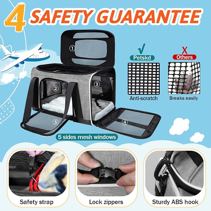 Petskd Top-Expandable Pet Carrier 18x13x9.5 Inches Southwest Airline Approved - Image 5