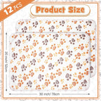 Tegeme 12 Pcs Pet Blankets Soft Fluffy Fleece Dog Cat Warm Paw Print Pattern - Image 2