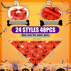 Sanwuta 48 Pcs Halloween Dog Bandanas Bulk Pumpkin Dog Bandanas Adjustable - Image 2