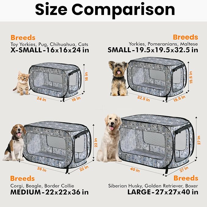 Beatrice Home Fashions Portable, Collapsible, Pop Up Kennel Travel Cat and Dog - Image 3