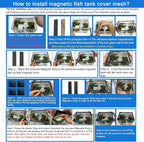 Magnetic Aquarium lid Fish Tank Hood top Cover Anti-Jumping net Cover mesh to - Image 2
