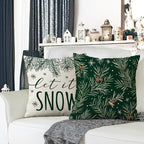 Fahrendom Winter Vibes Green Decorative Throw Pillow Covers 18 x 18 Set of 4 - Image 2