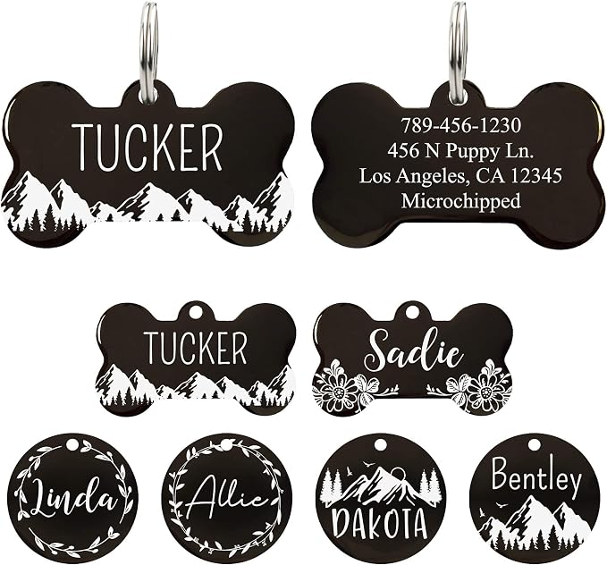 Ultra Joys Personalized Stainless Steel Bone Pet ID Tags by UltraJoys