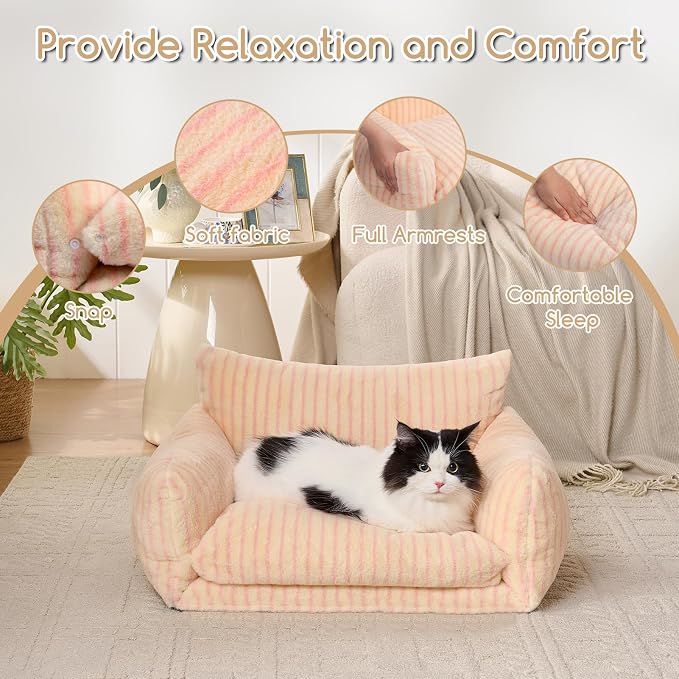 Hollypet Cat Bed Fluffy Plush Mutifuctional Double-Layer Soft Pet Couch - Image 6
