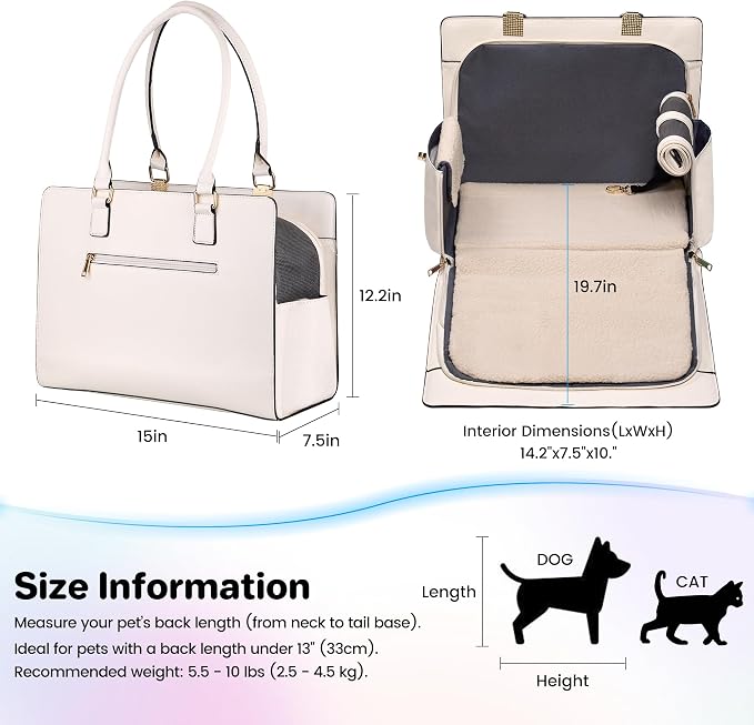 Dog Purse Carrier for Small Dogs, Stylish Foldable Pet Carrier Purse Tote Bag - Image 2