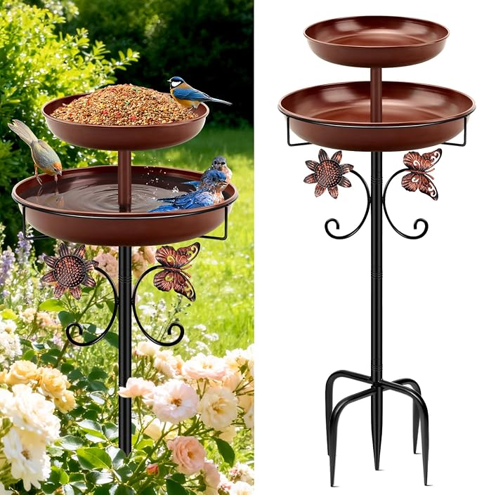 Daoeny Bird Bath for Outside, 42In Vintage Freestanding Birdbaths for Outdoors by Daoeny