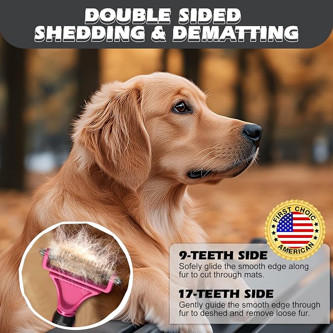 3PCS Pet Grooming Rake & Metal Comb & Flea Comb - Image 3