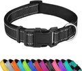 Reflective Dog Collar, Adjustable Soft Neoprene Padded Nylon Pet Collars by PWOD