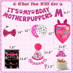 Hot-Pink Dog Birthday Party Supplies Pet Birthday Bandanas Girl Doggy Birthdays - Image 2