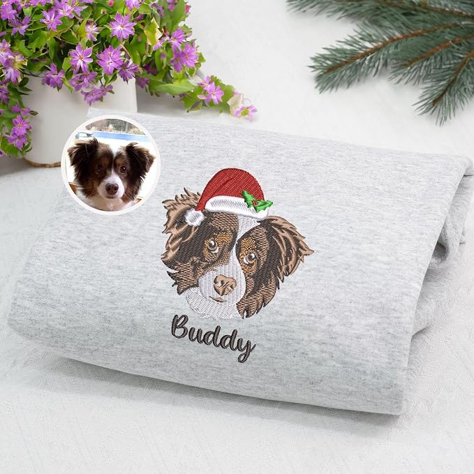 NAZENTI Custom Photo Pet Embroidered Sweatshirt, Custom Dog Face Embroidered - Image 4
