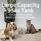 Veken Innovation Award Winner Stainless Steel Cat Water Fountain, 95oz/2.8L - Image 3