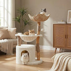 Modern Cat Tree for Large Cats, Wood Cat Tower for Indoor Cats, Real Branch by MUTTROS