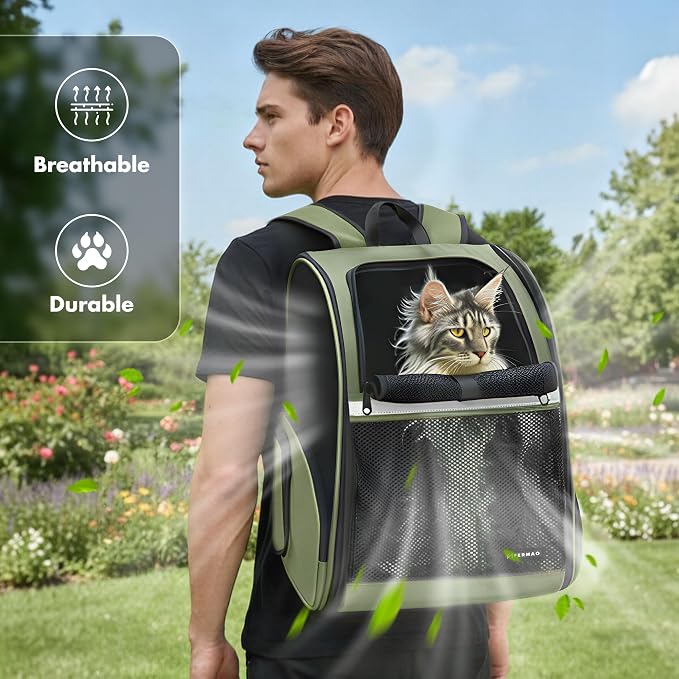 Pet Backpack Carrier, Large Cat Carrier Backpack Up to 20 Lbs - Image 3
