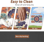 Mandala Flower Dog Cat Food Mat, Vintage Boho Floral Absorbent Pet Feeding Mat - Image 4