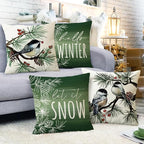 Fahrendom Hello Winter Green Decorative Throw Pillow Covers 20 x 20 Set of 4 - Image 6