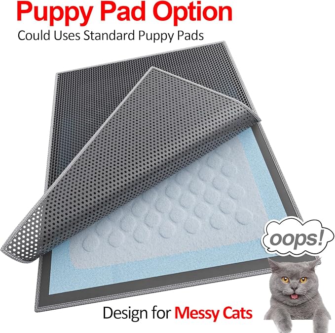 Cat Litter Box Mat: 47"x 36" Waterproof Kitty Cat Litter Trapping Mat, - Image 3
