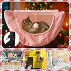 Unittype 4 Pieces Cat Cage Hammock Hanging Pet Bed Double Layer Soft Plush - Image 4