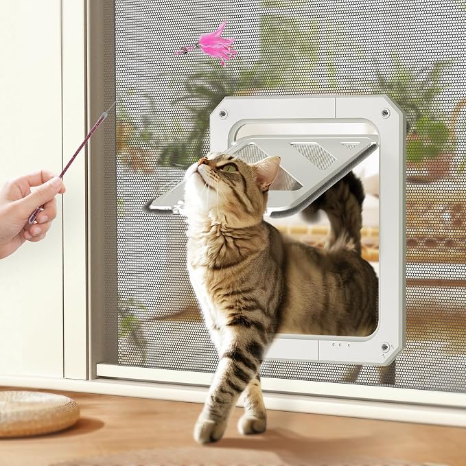 LIBBEPET Cat Door for Screen Door, Lockable Cat Screen Door for Cats & Small by LIBBEPET
