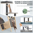 PETSITE 69-inch Tall Wooden Cat Tree Tower, Modern Cat Activity Center Tree - Image 4