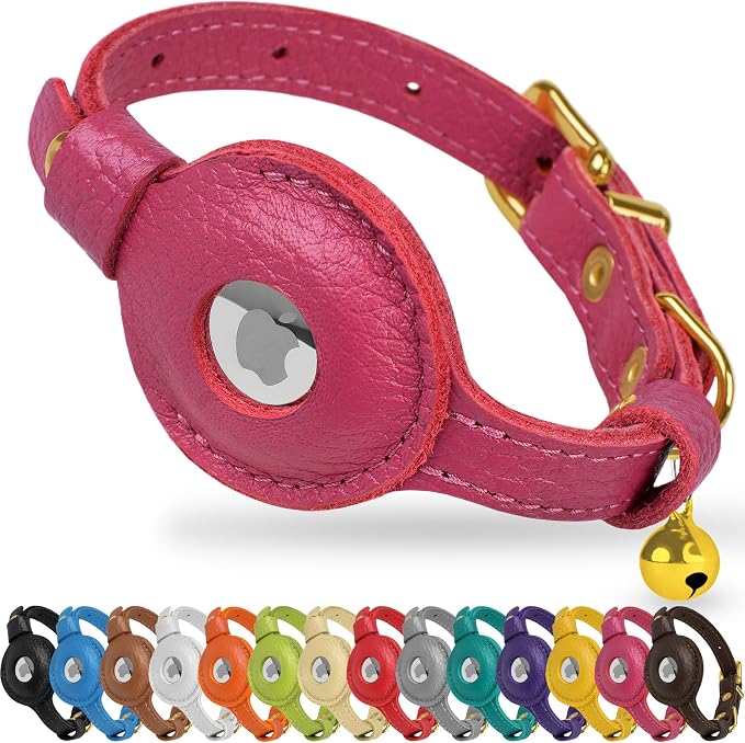 OOPSDOGGY Leather AirTag Cat Collar by OOPSDOGGY