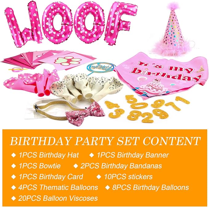 AROIC Dog Birthday Bandana Set, Pet Party Decorations Kit - Image 3