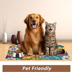 Floral Dog Food Mat for Floors, Cute Mandala Flower Absorbent Quick-Dry Pet - Image 6