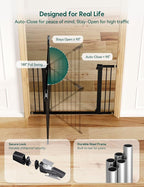 Babelio 36" Tall Baby Gate, PressGuard P7, 29-55" Auto Close Pressure Mounted - Image 5