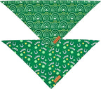 Realeaf St. Patrick's Day Dog Bandanas 2 Pack, Reversible Green Dog Scarf - Image 3