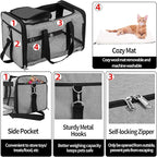 Soft Sided Cat/Dog Carrier, Collapsible Pets Travel Carriers - Image 4