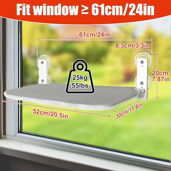 Sunhoo Cat Window Hammock Perch Cordless Perches Window Sill Seat Bed Foldable - Image 6