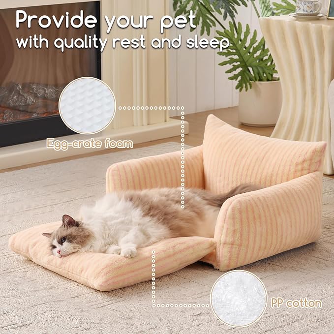Hollypet Cat Bed Fluffy Plush Mutifuctional Double-Layer Soft Pet Couch - Image 5