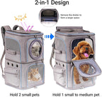 2-in-1 Pet Carrier Backpack for Two Cats or One Dog, Double-Layer 2 Compartment - Image 3