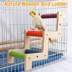 Hamiledyi Nature Wooden Bird Ladder Pet Parrots Climb Bridge Exercise Stands - Image 2