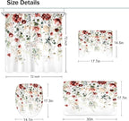 4 PCS Red Burgundy Floral Flower Shower Curtain Set 72Wx72H Inch Watercolor - Image 5