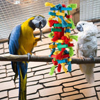 4 Pcs Extra Large Bird Parrot Toy Multicolored Natural Wooden Parrot Cage - Image 4