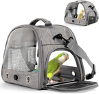 Bird Travel Carrier with Perch Parakeet Backpack Carriers with Stainless Steel by HOSUKKO