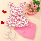 Toddler Baby Girls Summer Clothes Outfits Ruffled Sleeve Dinosaur Shirt Leopard - Image 2