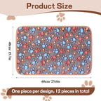 12 Pcs Dog Blanket Pet Paw Print Fleece Blanket Cat Soft Warm Sleep Mat Guinea - Image 2