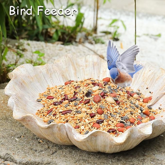 MUMTOP Bird Baths for Outdoors, Antique Outdoor Garden Bird Bath Resin Flower - Image 5