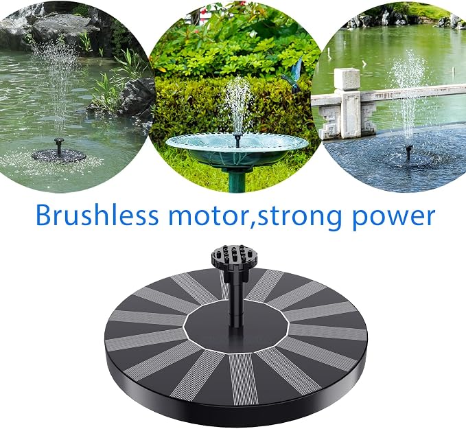 Solar Fountain, 1.5W Solar Bird Bath Fountains Pump Floating Solar Powered - Image 7