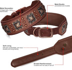 PET ARTIST Soft Padded Leather Dog Collar, 2 inch Wide Genuine Leather Dog - Image 5