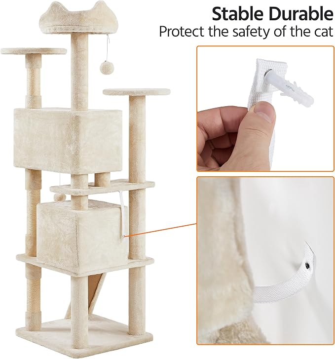 Yaheetech 70in Multi-Level Cat Tree Tall Cat Tower Cat Furniture - Image 9