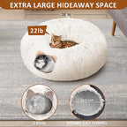 Cat Tunnel with Cat Bed for Indoor Cats, Soft Plush Peekaboo Cat Cave Donut - Image 5